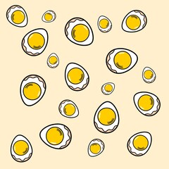 vector, icon, illustration, food, set, circle, symbol, color, egg, cartoon, fruit, pattern, design, sun, button, orange, ball, sign, collection, yellow, decoration, wrapping paper, background, Egg, yo
