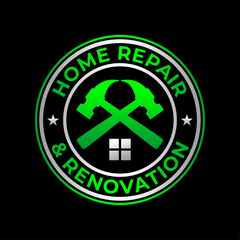 Home repair logo vector illustration template. Simple letter icon with black background