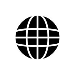 Black Filled Globe with Vertical Grid Pattern