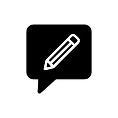 Minimal Black Chat Bubble Icon with Pencil Inside