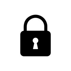 Simple Black Filled Padlock Icon with Keyhole Center