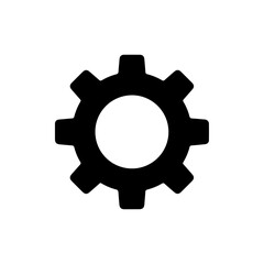Simple Outline Gear Icon with Solid Black Fill