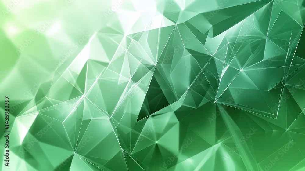 Poster layered green geometric background with overlapping transparent polygons creating depth