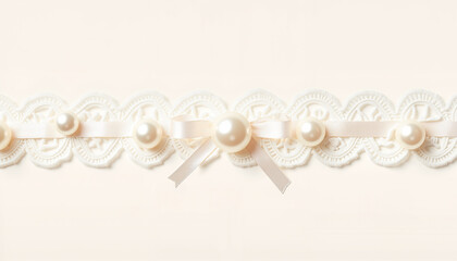 Elegant pearl and lace wedding border design, timeless sophistication