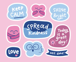 Motivational quotes element hand drawn sticker collection