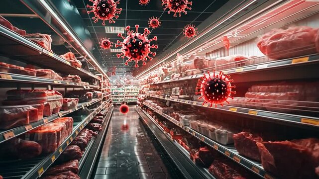Empty supermarket shelves, representing scarcity in food
