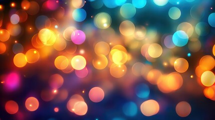 Colorful blurred bokeh lights on dark background. Great for adding festive atmosphere to projects.