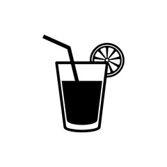 Juice Glass Icon with Straw and Fruit Slice on Top