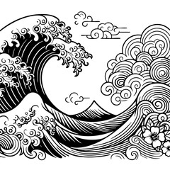 Fototapeta premium Abstract Japanese Ocean Waves Design Art