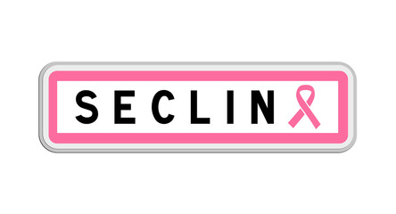 Panneau de sortie de Seclin, Nord, Hauts-de-France avec Ruban Octobre Rose