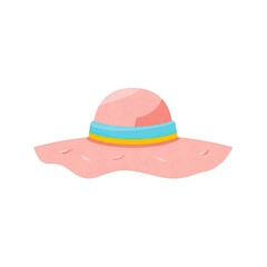 Fototapeta premium Colorful Minimalist Beach Hat with Ribbon Vector Illustration