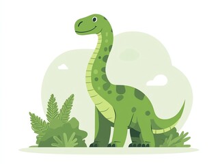 Brachiosaurus illustration Green long neck dinosaur