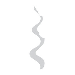 stylized wisp of light gray smoke against a white background. The smoke has a flowing, vertical, and somewhat abstract shape, suggesting a gentle rise or drift.