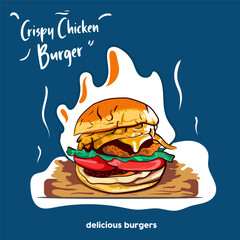 crispy chicken burger delicious 55