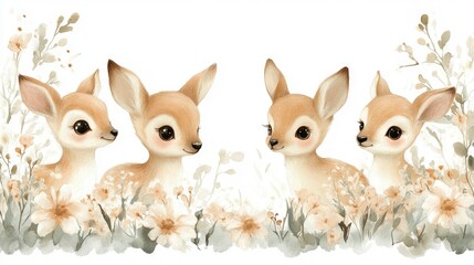Fototapeta premium Adorable Fawn Family in a Wildflower Meadow