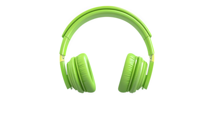 pair of vibrant green headphones. designed for audio enjoyment the headphones are shown floating against a plain white background. emphasizing their sleek design and modern appeal their purpose is to