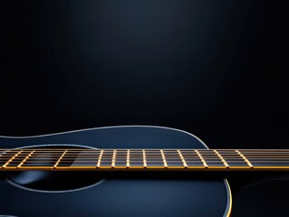 Obraz premium Acoustic guitar, dark blue, golden fretboard