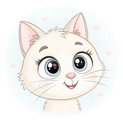 Obraz premium Adorable Cartoon Cat with Sparkling Eyes and a Sweet Smile..
