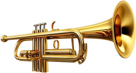 Obraz premium Shiny Golden Trumpet with Intricate Details and a Bright Finish on Transparent Background