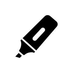 Black Filled Icon of a Highlighter Pen