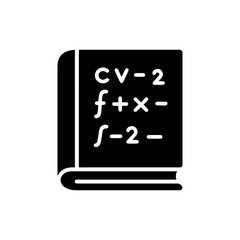 Black Filled Icon of a Math Book with Equations