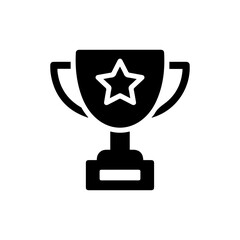 Black Filled Icon of a School Trophy with a Star
