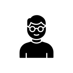 Filled Black Icon of a Student Wearing Glasses