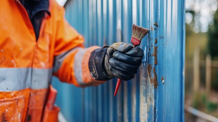 Worker Painting a Metal Surface