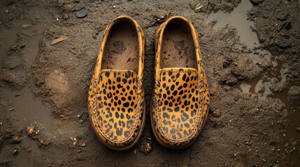 Leopard Print Slip-On Shoes in Mud