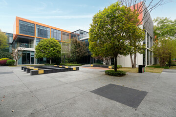 Office building and garden in commercial park