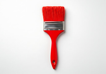 Red Paintbrush on White Background: High-Resolution Stock Photo