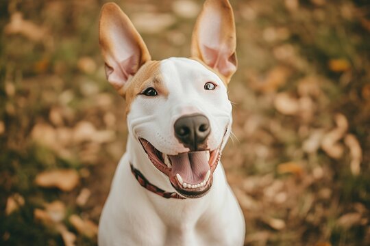 Bull Terrier with a cheerful smile, generated AI
