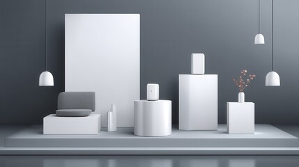 Clean white framework versatile and adapt-2 - modern interior design composition