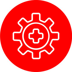 Safety First Vector Line White Circle Red Icon Design
