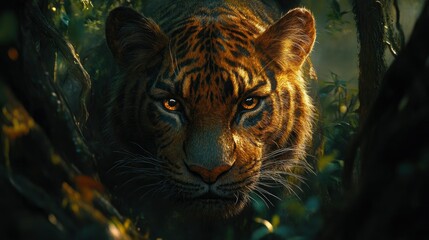 Majestic Tiger in Lush Jungle Habitat