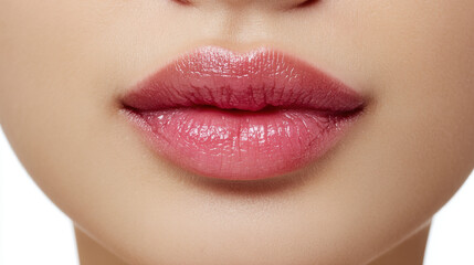 Fototapeta premium Natural Soft Pink Lips Beauty Close-Up