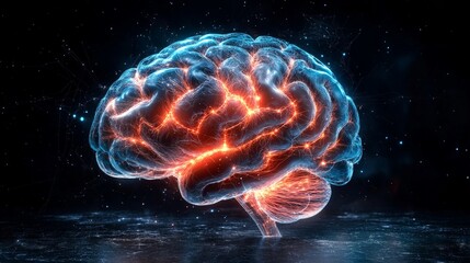 Fototapeta premium Digital Brain Concept with AI and Electrical Neural Connections, Power of Cognitive Intelligence