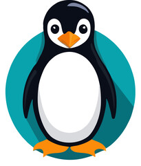 Flat Penguin Badge with Modern Vibes