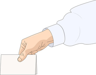 접힌 종이를 잡고 있는 손