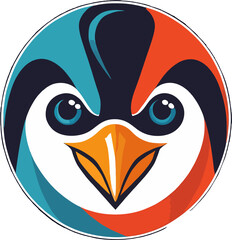 Stylish Modern Penguin Flat Art Logo