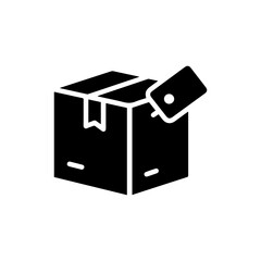 Black Filled Box Icon with Destination Tag