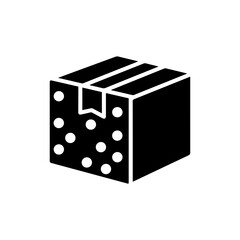 Black Filled Icon of Package Wrapped in Protective Bubble Wrap