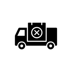Black Filled Icon of a Truck with Cargo Inspection Symbol