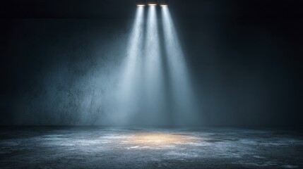 Empty stage with spotlight illuminating the center, ready for a performance - lighting theatre black focused blank