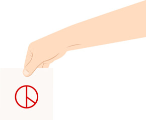 선거를 위한 투표용지를 잡고 있는 손