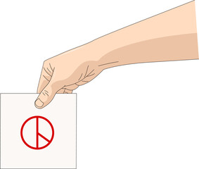 선거를 위한 투표용지를 잡고 있는 손