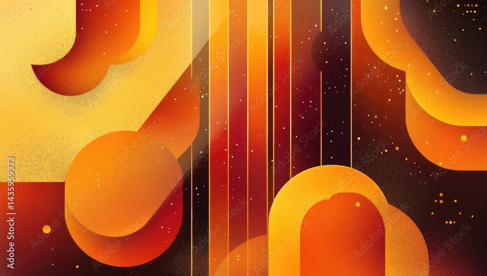 Aufkleber abstract geometric design with vibrant orange and yellow tones. layered shapes and vertical lines cr