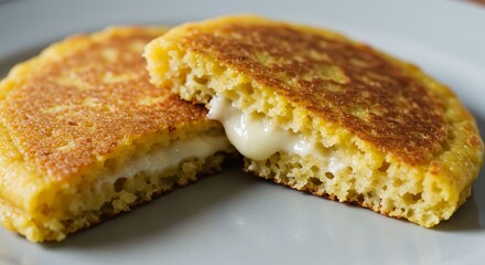 Arepas with Cheese Filling, Sliced