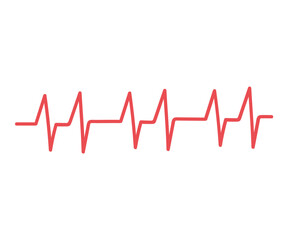 Heartbeat line. Red Heart rate pulse rhythm. Flat decorative vector design isolated illustration.