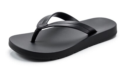 Single black flip-flop, isolated on white background, graphic, leisure, clothing
